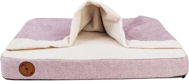 М'яке ліжко для собак середніх порід з ортопедичною матрацом, капюшоном та неслизьким покриттям. Легко миється, з блискавкою. Рожевий колір, 85 x 70 x 10 см