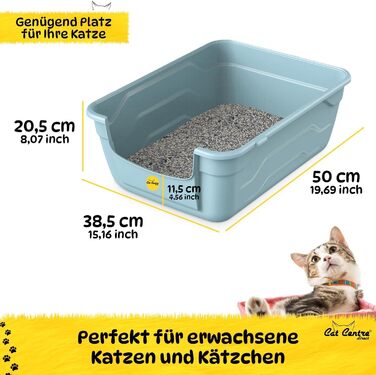 Лоток для котів Cat Centre з високим бордюром, без кришки, з килимком, рожевий, 50 x 38,5 см (блакитний + блакитний килимок)