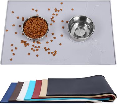 Підкладка під миску для собак та котів VIVAGLORY Grippymat, силіконова, 60x40 см, сіра