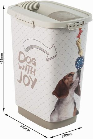 Контейнер для корму тварин Rotho MyPet Cody 25л з кришкою та дозатором, пластик BPA-free, антрацит/білий, 33x25x46.3 см