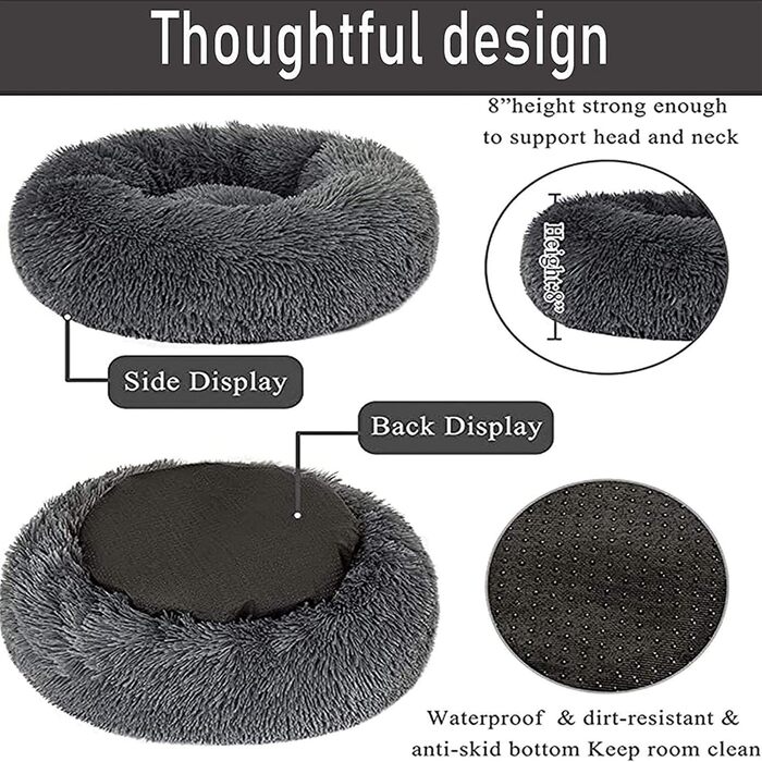 Крісло-ліжко для собак середніх та великих порід, бавовна, ортопедичне, з підігрівом, сіре, 120 см