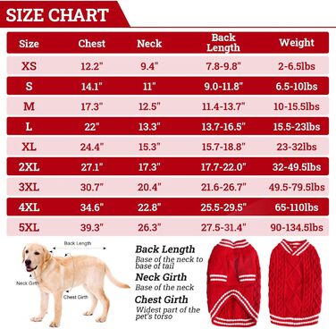 Теплий собачий светр LiebeDD з V-подібним вирізом для маленьких та середніх собак, червоний (M)