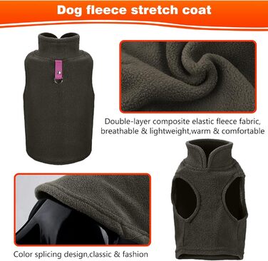 PETCUTE Тепла жилетка для собак, зимова куртка для великих собак, жилетка для домашніх тварин, тепла куртка для собак з отвором для повідка, ідеально підходить для зими, м'яка флісова жилетка (M, Кофе)