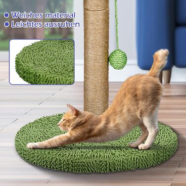 Котячий будиночок з дряпальною колоною Eukue, 80 см, білий/зелений, з платформою, мотузкою та стійкою основою