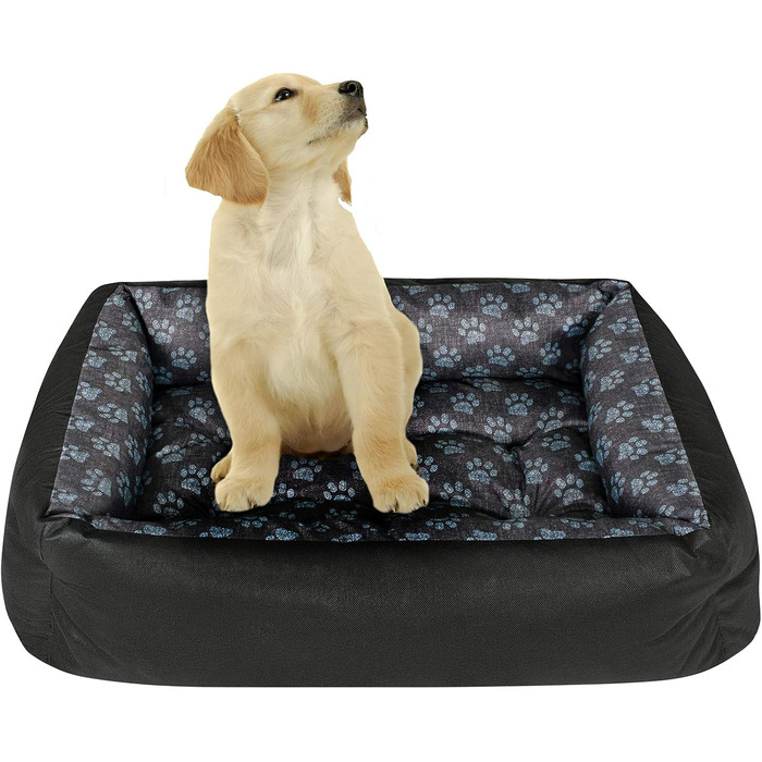 Крісло-лежанка для собак SuperKissen24: лежанка-кошик, лежанка-софа, лежанка для собак великих, середніх та маленьких порід. Лежанка для тварин, розмір L, чорний та сірий колір, з подушками з льону, 95x75 см. Можна прати.