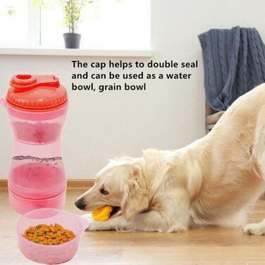 Водяна пляшка для собак з дозатором води та контейнером для корму, ідеальна для прогулянок та подорожей
