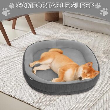 Ортопедичне ліжко для собак, 75x60x12.5 см. М'яке ліжко для середніх собак та котів, знімний та пральний килимок, антиковзаюча підкладка, кошик для собак з кордом та флісом, темно-сірий колір