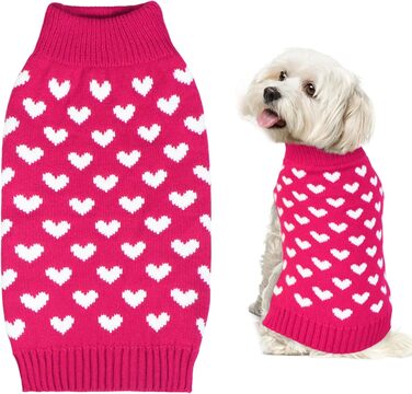 Вовняний пуловер для собак на День святого Валентина, червоне сердечко (для маленьких, середніх та великих собак)