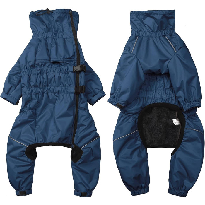 Зимовий костюм для собак з ніжками, водонепроникний, вітронепроникний, з флісовою підкладкою, світловідбиваючий, для маленьких та середніх собак (3XL, Синій)