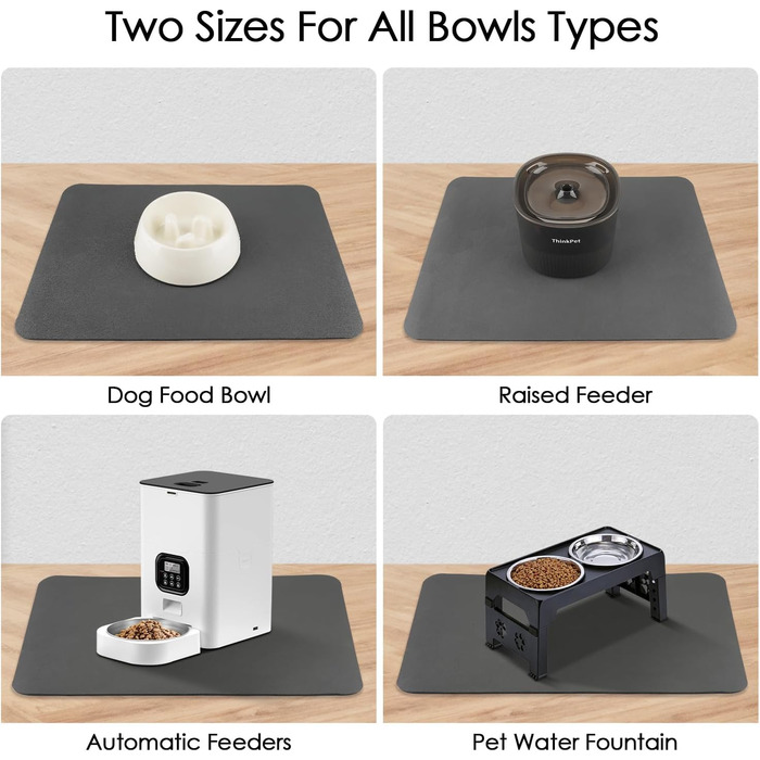 Килимок для годування собак та котів ThinkPet 60x40 см, силіконовий, неслизький, водонепроникний, сірий