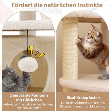 Дерев'яний кігтеточки для котів Costway з будиночком, сходами та платформами