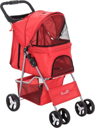 Pawhut Кія для собак на колесах, 77 x 47 x 101 см, складана, водовідштовхувана, матеріал 600D Oxford, 4 колеса