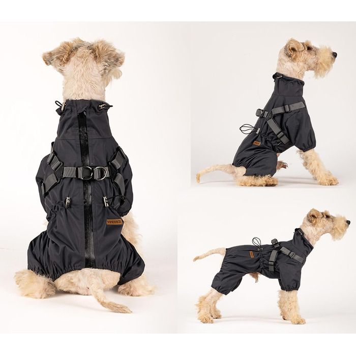 Водонепроникний комплект для собак BT Bear: жилет, дощовик, жилетка, XL, чорний