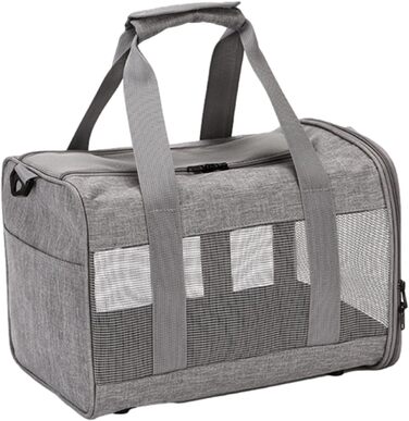 Транспортна переноска для котів та собак: складана переноска з двома отворами, сіра