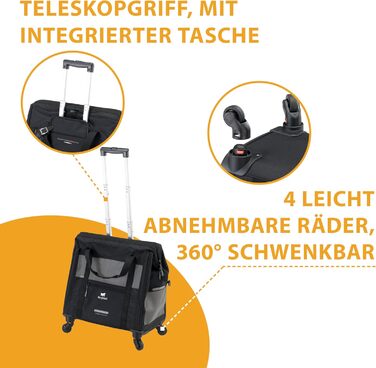 Переносна переноска для собак та котів Ferplast Voyager Trolley, 15 кг, 46x26x48 см, білий/чорний колір