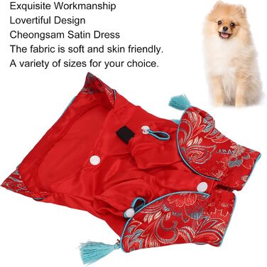 Костюм для собак і котів у стилі чеонгсам: елегантний набір Tang з атласу, м'яка бавовна, для святкування (XS)