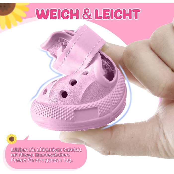 Взуття для собак SlowTon: дихаючі, неслизькі літні сандалі для собак з світловідбиваючими смугами (рожевий, розмір 4)