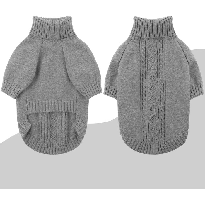 Пуловер для собак SAWMONG великих порід, з високим коміром, теплий зимовий светр для собак, сірий, розмір XX-Large