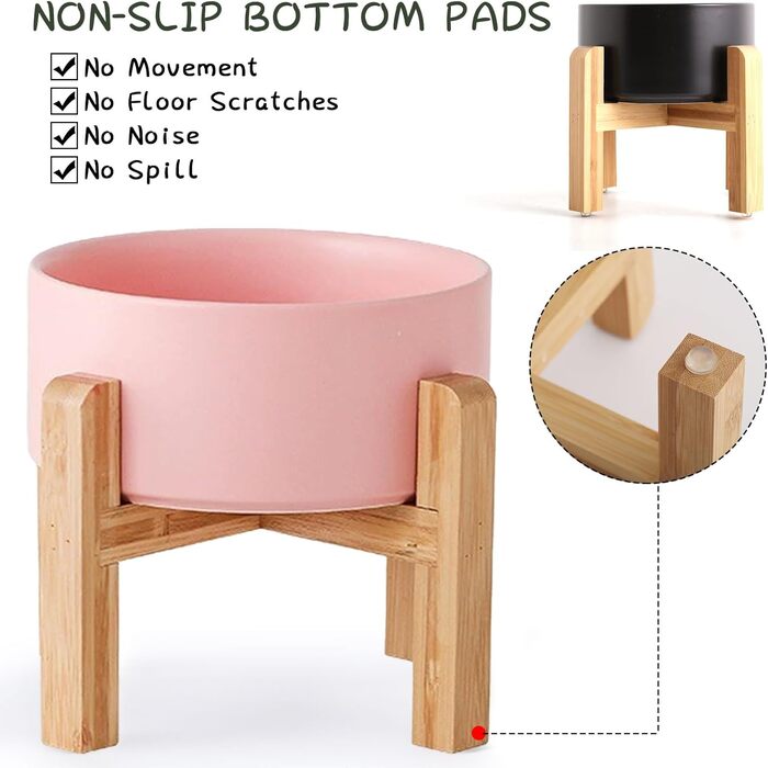 Підвищений миска для собак Petygooing з кераміки, для маленьких та середніх порід, годівниця для собак та води, з підставкою, неслизька гума, для котів та собак, 3.6 л