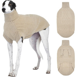 Теплий зимовий пуловер для великих собак, росту до XXX-Large, рожевий (Абрикосовий), для породи Віндхаунд