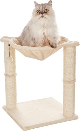 Котячий дряпак Amazon Basics з будиночком, гамаком, лежаком і стовпом для точіння кігтів, 41x51x41 см, бежевий