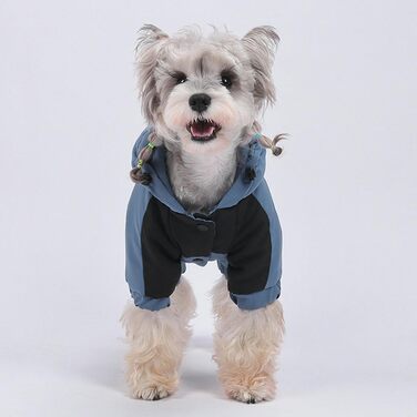 Зимова куртка для собак, повсякденна водонепроникна флісова куртка з капюшоном для маленьких і середніх собак (Blue, S)