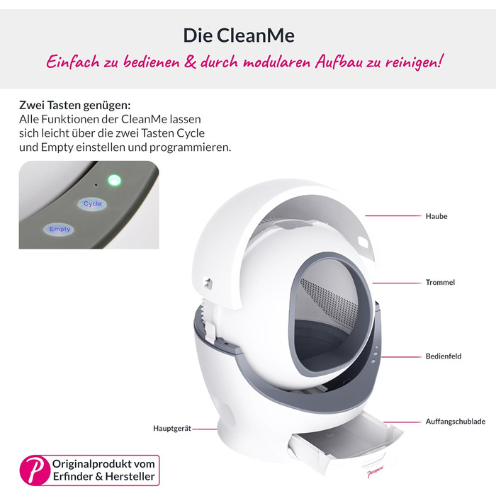CleanMe – Автоматичний туалет для великих котів XL, самочистка, відкрита конструкція