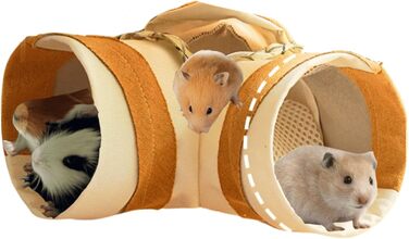 Туннель-захист для дрібних тварин: кролики, морські свинки, хом'яки, щурі, їжаки, фретки, шиншили, ящірки, цукрові посвиди (малий, жовтий)