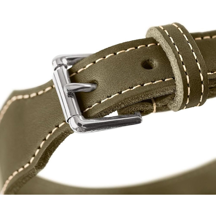Нашийник для собак Hunter Aalborg ExtraWide оливкового кольору, 50 см, м'яка шкіра, Made in Germany