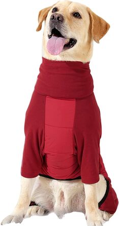 Флісовий теплий зимовий одяг для собак з капюшоном, водонепроникний, з простроченим спинком, регульований, з отвором для повідка (Red XL)