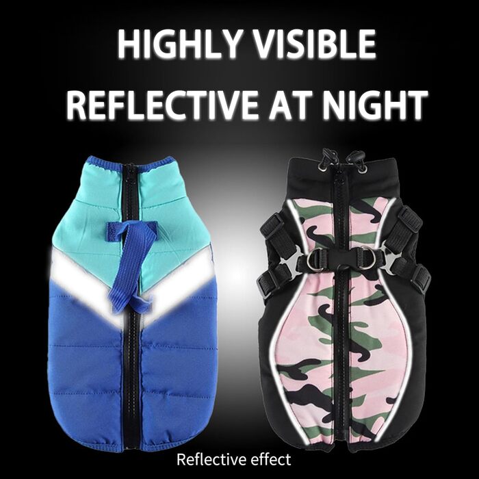Водонепроникна зимова куртка для собак з флісовою підкладкою та світловідбиваючим дизайном для прогулянок та активного відпочинку. Колір: блакитний L