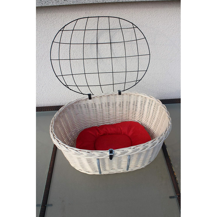 Корзина для велосипеда Marcus Hundefahrradkorb для руля з лози з металевою сіткою та подушкою, корзина для собак, корзина на кермо, корзина для покупок, натуральний (XXL з подушкою)