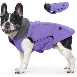 Зимовий одяг для собак EMUST: теплий флісовий одяг для холодної погоди, британський стиль, вітрозахисна куртка для маленьких собак, зимові собачі куртки, колір: Нова Ліла, розмір XS (1 шт.)