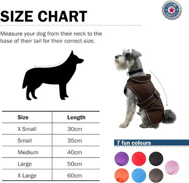 Теплий водонепроникний зимовий одяг для собак Hugglepets Arctic Armour, розмір XS (30 см), з відбиваючим флісом, регульована застібка, підходить для повідка/шлейки, шоколадно-коричневий