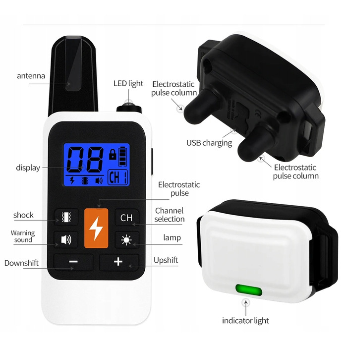 Електричний нашийник для дресирування собак з пультом дистанційного керування та великим радіусом дії