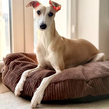 Ліжко для собак 4L Textil Vigo з капюшоном, печеринка для собак, ковдра, корзина для собак, спальний мішок для собак, корзинка для собак, матеріал: Cord, середні породи собак, з ковдрою (Темно-коричневий, L 90 x B 90 x H 12 см)