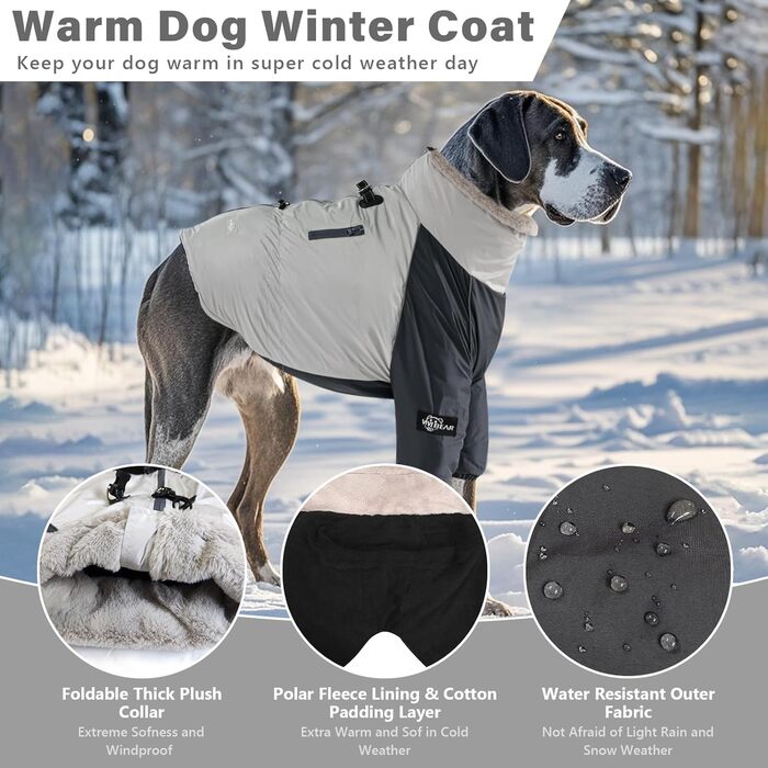 Водонепроникний зимовий одяг для собак, теплий, з підкладкою з кашеміру, з регульованою шнурівкою, кишенею, світловідбиваючими елементами, застібкою-пряжкою, сірий, розмір XXL