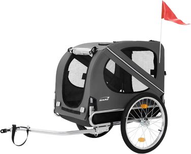 Фаркоп-причіп для велосипеда Hauki 2-в-1: для собак та дітей, сірий, 130x72x90 см, до 40 кг, з відбивачами, мотузкою та прапорцем