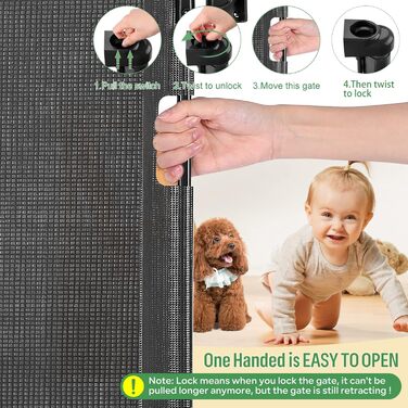 Захист для дверей MYPIN - висувна сітка, 0-140 см. Захист для собак, дітей. Чорний колір.