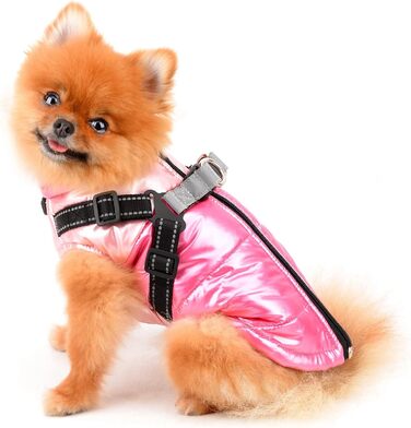 Водонепроникна зимова куртка для собак та котів SALLLEE LUCKY STORE з кільцем D, рожева, XL