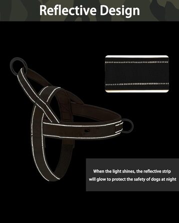 Шлейка для собак Eeyfarog No Pull без ривка, для малих та середніх порід, чорна, регульована, світловідбиваюча (M, обхват грудей 53–70 см)