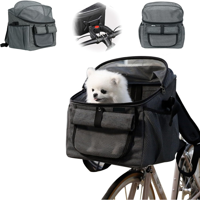 Фаркоп для велосипеда, корзина для собак, корзина на кермо для маленьких собак та котів, складана, водовідштовхувальна, з сіткою та ременем безпеки