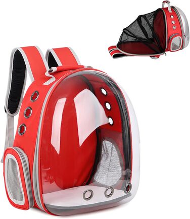 Рюкзак для кота та собаки Galatée, розширюваний, з вентиляцією, для подорожей, кемпінгу та піших прогулянок (червоний)