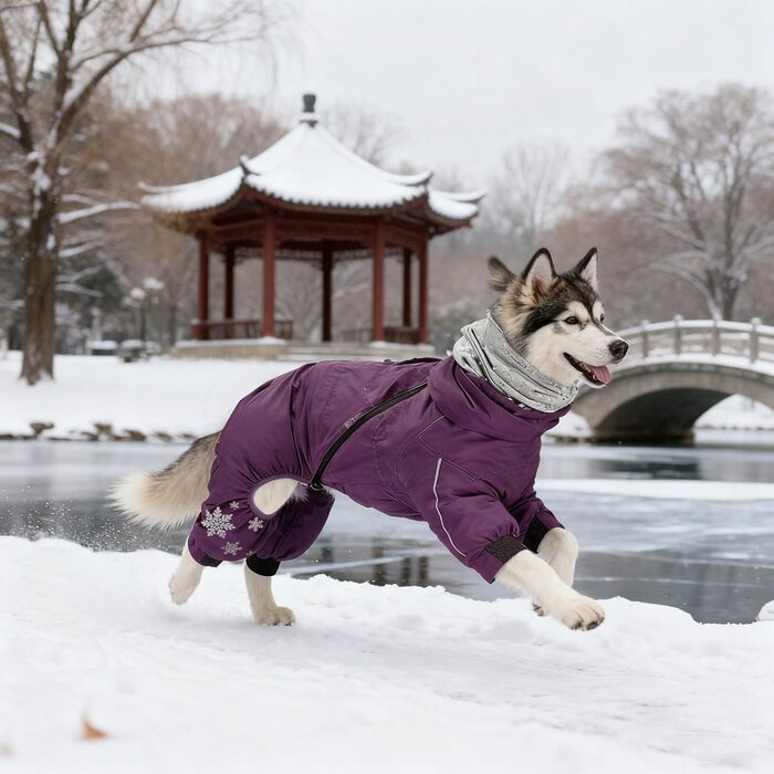 Зимова куртка для собак: тепла, зручна, вітронепроникна. Ідеальний захист від холоду для вашого улюбленця (зелений, фіолетовий, розмір S)