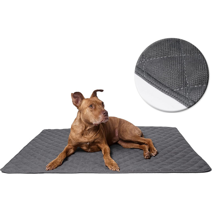 Подушка для собак ручної роботи, килимок для собак, ковдра для собак середніх та маленьких порід, прання до 90ºC, захист дивану, для домашніх тварин, собак та котів (L 98x97x3 см, Антрацит/Сірий) L 98x67x3 см Антрацит / Сірий