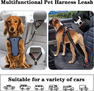 Автогурт для собак у машину, 2 в 1: ремінь та амортизатор, для всіх порід, 2 шт.