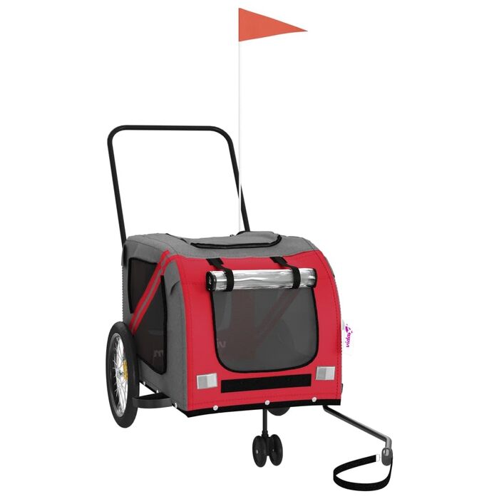 Причеп для собак та котів, велосипедний, червоний та сірий, з оксфордської тканини та металу, для маленьких та середніх собак та котів