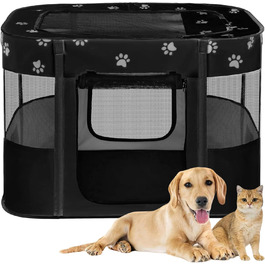 Портативне собаче будиночок/загороди для тварин 90x70x60 см. Складаний вольєр для домашніх тварин, прямокутний, кімната для відпочинку, будиночок для котів/цуценят, чорний