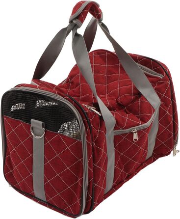 Транспортна переноска для собак та котів, складана, дихаюча, м'яка переноска з плечовим ремінцем (Бургунді)