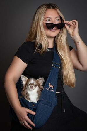 Трансформер для собак Noah & Paw до 5 кг: сумка-переноска з регульованим ремінцем та м'яким хутром, подвійний захист, преміум денім